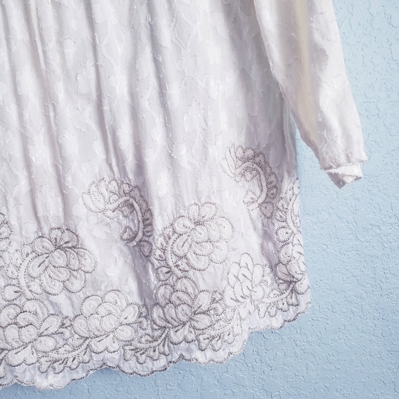 Anthropologie Moulinette Soeurs Floral Embroidered Textured Embellished Blouse - Picture 3 of 10